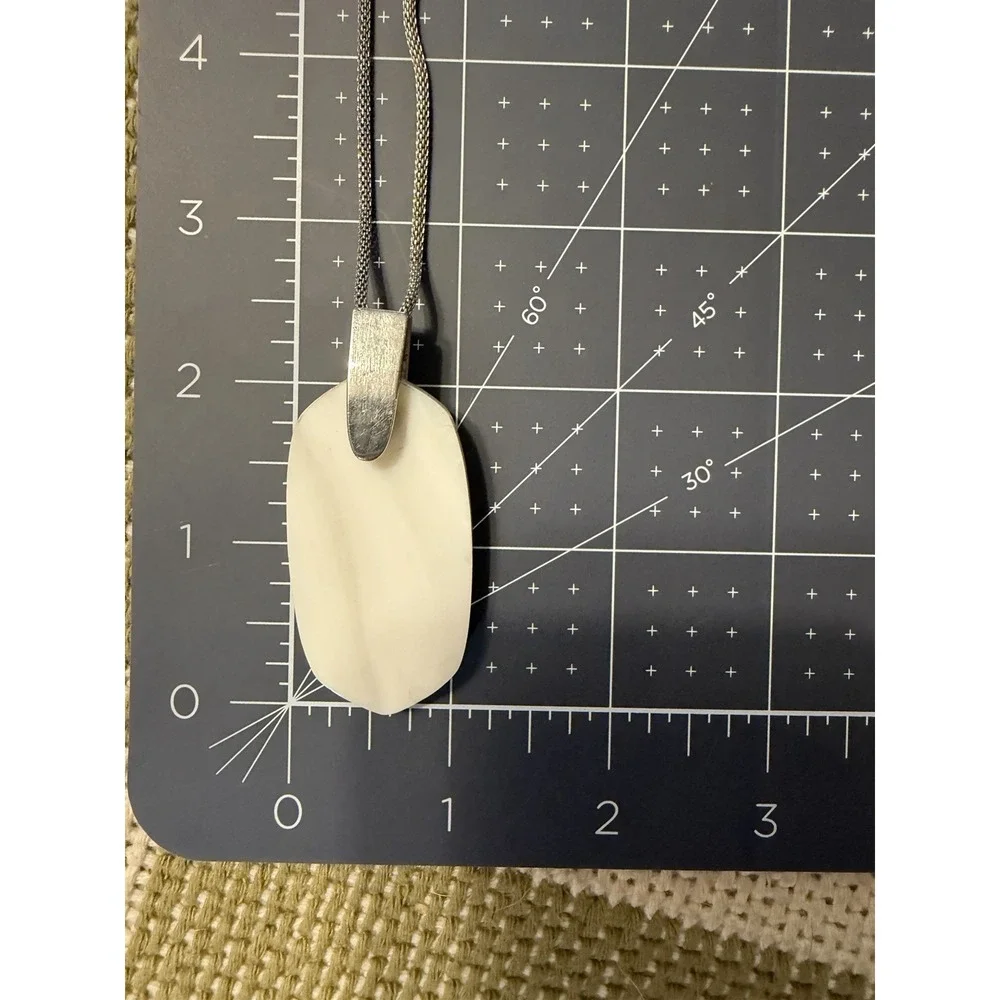 Kendra Scott Inez Adjustable Long Moonstone White Silver Toned Pendant Necklace